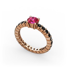 Ranita Tamtur Yüzük - Rodolit garnet ve siyah zirkon 8 ayar rose altın yüzük #15kd2jw