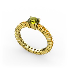 Peridot ve sitrin 925 ayar altın kaplama gümüş yüzük