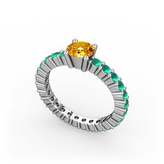 Ranita Tamtur Yüzük - Sitrin ve kök zümrüt 925 ayar gümüş yüzük #168yivd