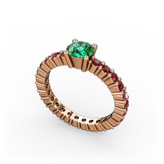 Ranita Tamtur Yüzük - Yeşil kuvars ve garnet 18 ayar rose altın yüzük #16ikrar