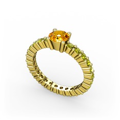 Ranita Tamtur Yüzük - Sitrin ve peridot 925 ayar altın kaplama gümüş yüzük #16t9fah