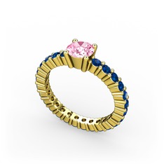 Ranita Tamtur Yüzük - Pembe kuvars ve lab safir 18 ayar altın yüzük #17483c9