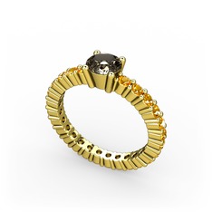 Dumanlı kuvars ve sitrin 18 ayar altın yüzük