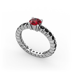 Garnet ve siyah zirkon 925 ayar gümüş yüzük
