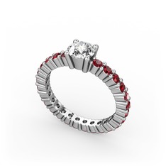 Ranita Tamtur Yüzük - Beyaz zirkon ve garnet 8 ayar beyaz altın yüzük #1adjo6k