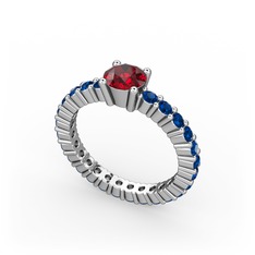 Ranita Tamtur Yüzük - Garnet ve lab safir 14 ayar beyaz altın yüzük #1aeand1
