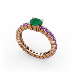 Ranita Tamtur Yüzük - Kök zümrüt ve ametist 8 ayar rose altın yüzük #1axetm0