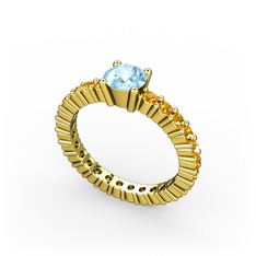 Ranita Tamtur Yüzük - Akuamarin ve sitrin 14 ayar altın yüzük #1b5mj5x