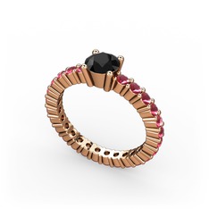 Ranita Tamtur Yüzük - Siyah zirkon ve kök yakut 8 ayar rose altın yüzük #1caipz6