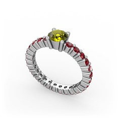 Ranita Tamtur Yüzük - Peridot ve garnet 8 ayar beyaz altın yüzük #1cltjv5
