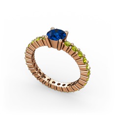 Lab safir ve peridot 18 ayar rose altın yüzük