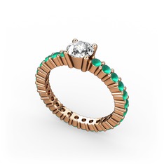 Ranita Tamtur Yüzük - Swarovski ve kök zümrüt 8 ayar rose altın yüzük #1dcsk0h