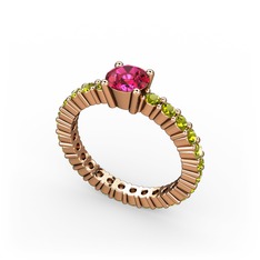 Ranita Tamtur Yüzük - Rodolit garnet ve peridot 925 ayar rose altın kaplama gümüş yüzük #1dxfeor
