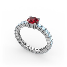 Ranita Tamtur Yüzük - Garnet ve akuamarin 925 ayar gümüş yüzük #1e1t9q1