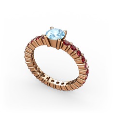 Ranita Tamtur Yüzük - Akuamarin ve garnet 14 ayar rose altın yüzük #1eddkzh