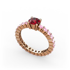Garnet ve pembe kuvars 18 ayar rose altın yüzük