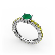 Ranita Tamtur Yüzük - Kök zümrüt ve peridot 18 ayar beyaz altın yüzük #1eq92jt