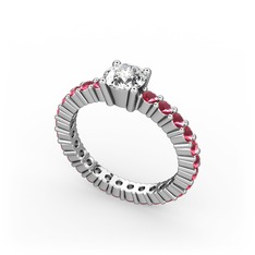 Ranita Tamtur Yüzük - Swarovski ve kök yakut 18 ayar beyaz altın yüzük #1fh6oo9