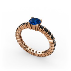 Ranita Tamtur Yüzük - Lab safir ve siyah zirkon 8 ayar rose altın yüzük #1g0mts9