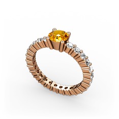 Ranita Tamtur Yüzük - Sitrin ve swarovski 8 ayar rose altın yüzük #1gl8ovg