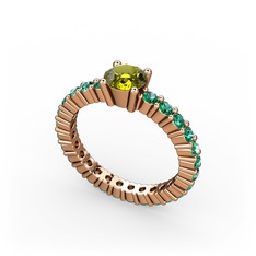 Ranita Tamtur Yüzük - Peridot ve yeşil kuvars 8 ayar rose altın yüzük #1gof4sx