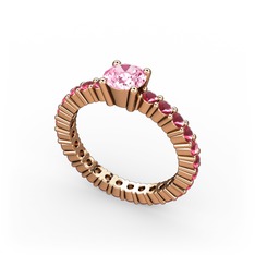 Ranita Tamtur Yüzük - Pembe kuvars ve kök yakut 8 ayar rose altın yüzük #1i9vwgc