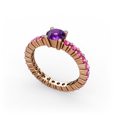 Ranita Tamtur Yüzük - Ametist ve rodolit garnet 14 ayar rose altın yüzük #1ibfm25