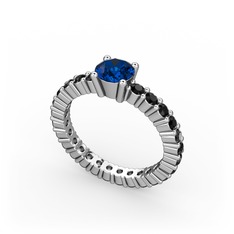 Ranita Tamtur Yüzük - Lab safir ve siyah zirkon 14 ayar beyaz altın yüzük #1ivm8s4