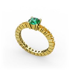 Ranita Tamtur Yüzük - Yeşil kuvars ve sitrin 925 ayar altın kaplama gümüş yüzük #1jo6vso