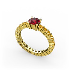 Garnet ve sitrin 14 ayar altın yüzük