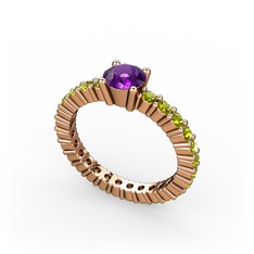 Ranita Tamtur Yüzük - Ametist ve peridot 8 ayar rose altın yüzük #1ktig5o
