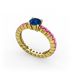 Lab safir ve rodolit garnet 14 ayar altın yüzük