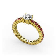 Pırlanta ve garnet 18 ayar altın yüzük (0.5 karat)