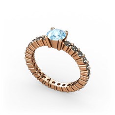 Ranita Tamtur Yüzük - Akuamarin ve dumanlı kuvars 8 ayar rose altın yüzük #1ph1qoa