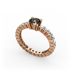 Dumanlı kuvars ve swarovski 8 ayar rose altın yüzük