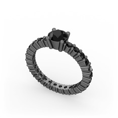 Ranita Tamtur Yüzük - Siyah zirkon 925 ayar siyah rodyum kaplama gümüş yüzük #1pw8x2s