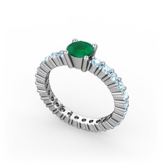 Ranita Tamtur Yüzük - Kök zümrüt ve akuamarin 925 ayar gümüş yüzük #1qdnwyj