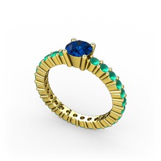 Ranita Tamtur Yüzük - Lab safir ve kök zümrüt 925 ayar altın kaplama gümüş yüzük #1qpbdcz
