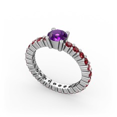 Ranita Tamtur Yüzük - Ametist ve garnet 18 ayar beyaz altın yüzük #1rwpkli