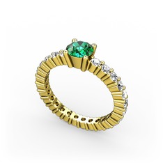 Ranita Tamtur Yüzük - Yeşil kuvars ve beyaz zirkon 8 ayar altın yüzük #1s0556l