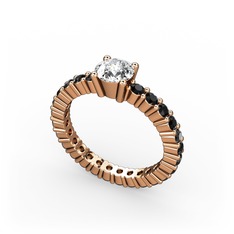 Ranita Tamtur Yüzük - Pırlanta ve siyah zirkon 8 ayar rose altın yüzük (0.5 karat) #1tzn32h
