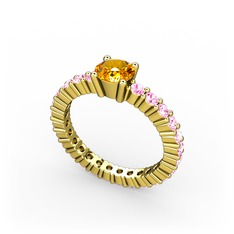 Ranita Tamtur Yüzük - Sitrin ve pembe kuvars 18 ayar altın yüzük #1u41lvt
