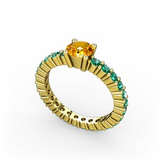 Ranita Tamtur Yüzük - Sitrin ve yeşil kuvars 8 ayar altın yüzük #1v26lhk