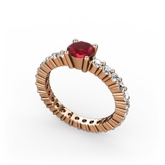 Kök yakut ve swarovski 8 ayar rose altın yüzük