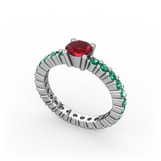 Ranita Tamtur Yüzük - Kök yakut ve yeşil kuvars 925 ayar gümüş yüzük #1wnxz71