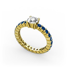 Ranita Tamtur Yüzük - Swarovski ve lab safir 18 ayar altın yüzük #1wx10wd