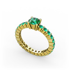 Ranita Tamtur Yüzük - Yeşil kuvars ve kök zümrüt 925 ayar altın kaplama gümüş yüzük #1xoikmr