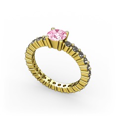 Ranita Tamtur Yüzük - Pembe kuvars ve dumanlı kuvars 18 ayar altın yüzük #1y1bjen