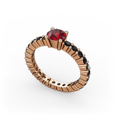 Ranita Tamtur Yüzük - Garnet ve siyah zirkon 8 ayar rose altın yüzük #22daiu