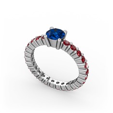 Ranita Tamtur Yüzük - Lab safir ve garnet 14 ayar beyaz altın yüzük #2uff5f